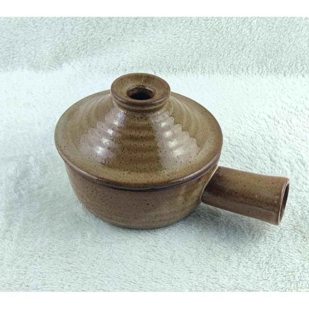 Bean Pot Stoneware Baking Bowl Vented Lid Pottery Handmade Bakeware Soup Chowder